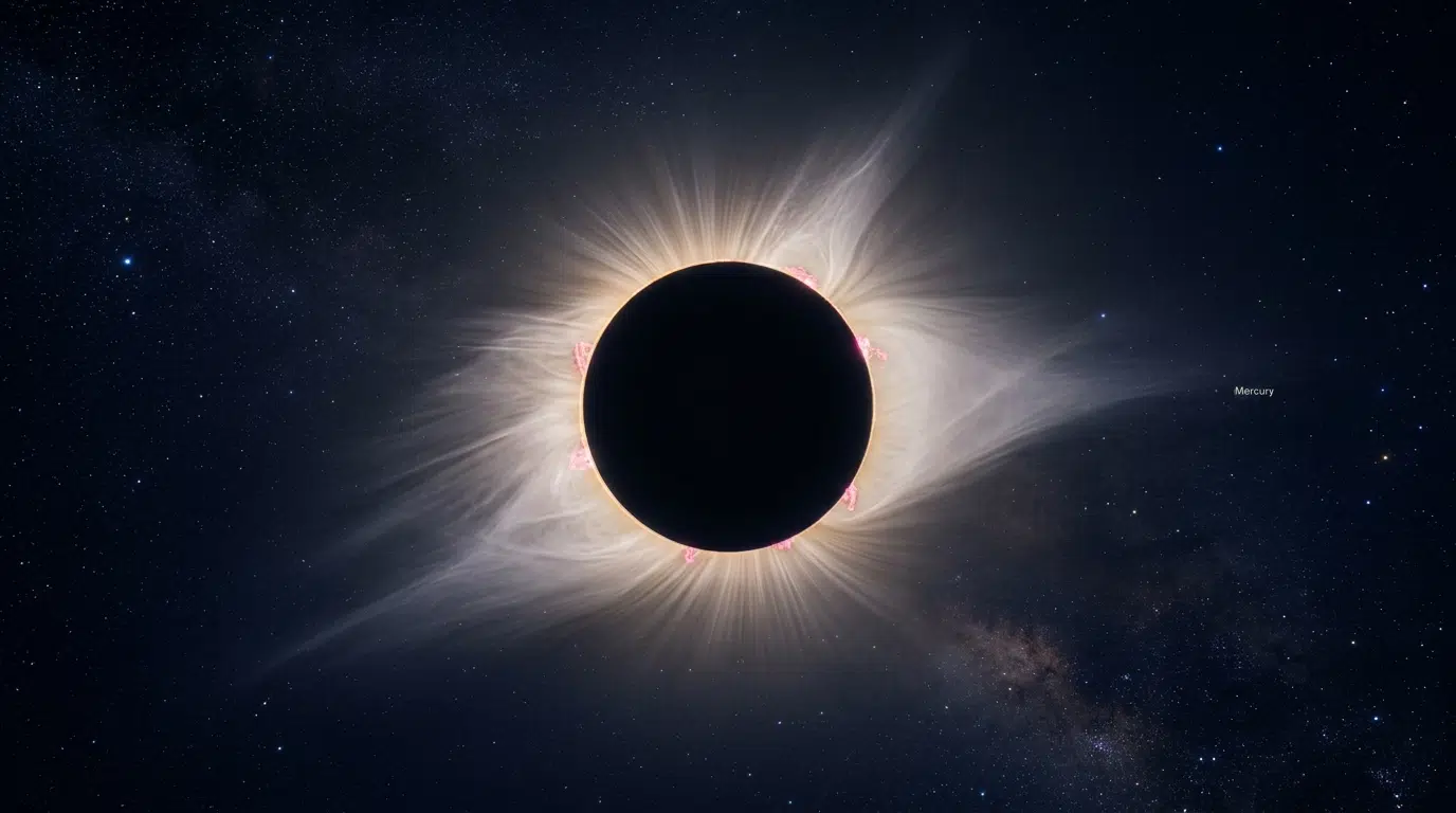 A luz do Sol continua visível à volta da Lua durante o eclipse total